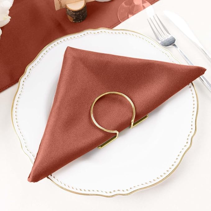 Efavormart Premium Cloth Napkins Set of 5, 20x20 Inch Terracotta Seamless Dinner Napkins, Washable Linen Table Napkin Cloth with Hemmed Edges for Weddings, Party and Banquet - Image 9