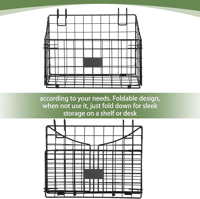 Blulu 4 Pcs Black Grid Wall Baskets, Metal Wire Wall Basket with Hooks Hanging Storage Organization Accessory for Vendor Trade Shows Kitchen Bathroom Pantry Supplies(11 x 8 x 6 Inch) - Image 6