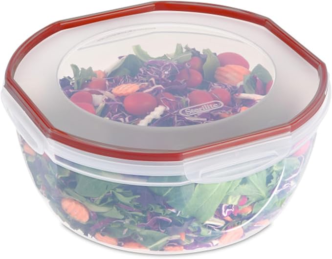 Sterilite Ultra-Seal 8.1 Qt Bowl, Large Airtight Food Storage Container, Latching Lid, Microwave and Dishwasher Safe, Clear With Red Gasket, 2-Pack | Large Latching Lid with Red Gasket, Airtight and Watertight Seal, Microwave, Freezer and Dishwasher Sa... - Image 9