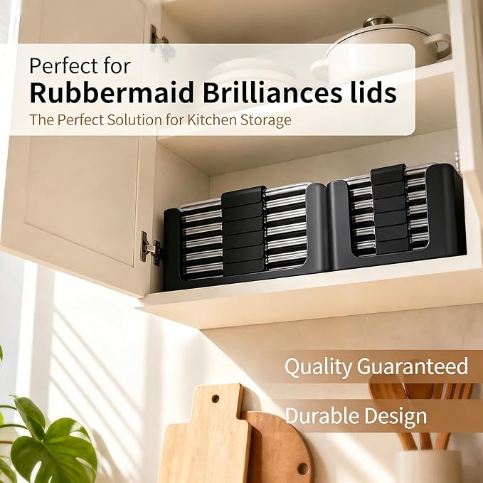 Food Storage Container Lids Organizer for Rubbermaid Brilliance Nap-On Lids | Lid Organizer for Kitchen Cabinet Storage -- Fits 9.6,3.2 & 4.7 Cups -- Holds 16 Lids - Image 7