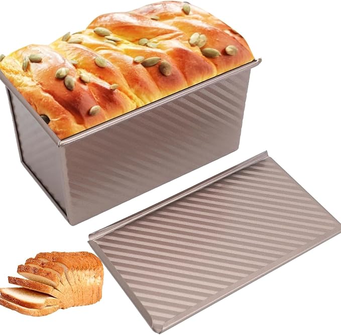 2pack Pullman Bread Pans with Lid, 1LB Capacity, Aluminized Steel Bread Loaf Pan, Non-Stick, Easy Release Sandwich Bread Loaf Pan for Baking Homemade Bread - Image 8
