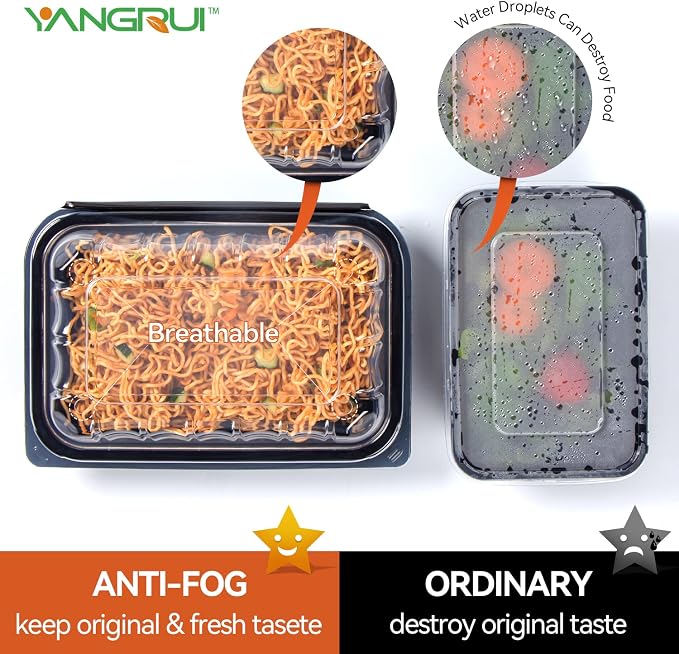YANGRUI 30-Pack 27 oz 9x6 Rectangle Container, Shrink-Wrapped No Pre-Wash | Anti-Fog Lid, Leak-Resistant BPA-Free PP Takeout Box, Microwave & Freezer Safe for Deli Display, Coffee Shop & Gym Meal Prep - Image 7