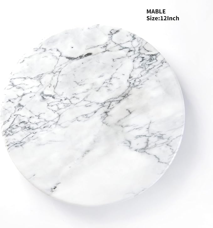 jalz jalz 12'' Marble Lazy Susan for Countertop Kitchen Turntable Storage Turner countertop Organizer Convenient Serving Rotation Spinning Tabletop Organizer Swiveling Serving Tray Revolving Platter | 12-inch natural marble spinning organizer. Smooth 3... - Image 8