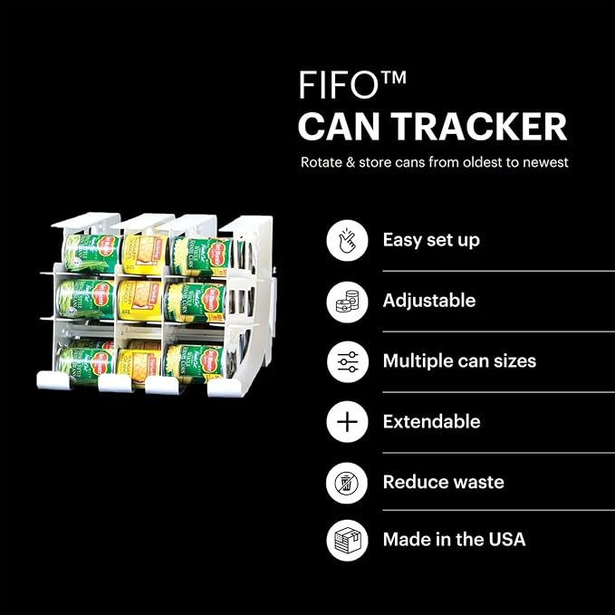 FIFO Can Tracker 4-Pack - 3-Tier Rotating Food Can Organizer for Pantry, Expandable Soda Can Storage for Kitchen, Holds 54 Cans of Food or Soda - Image 9