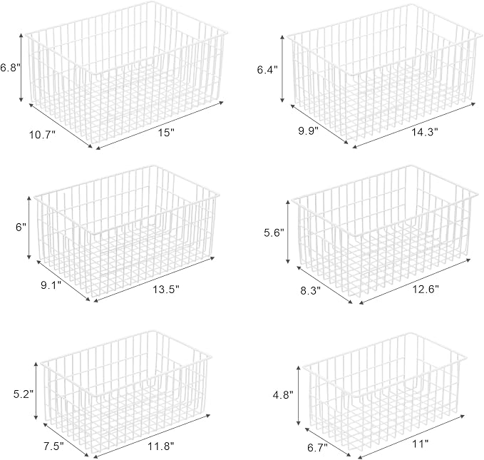 Orgneas Freezer Organizer Bins, Vertical Sides Wire Freezer Baskets for Upright Freezer, Chest Freezer Organizer Deep Freezer Storage Containers for Foods, Snacks, Vegetables, Fruits, Set of 6 - Image 7
