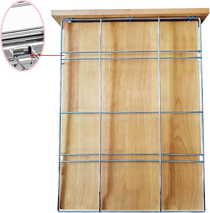 DINDON 2 Tier Pull Out Cabinet Organizer (11" W x 21" D) Slide Out Wood Shelf Organizers Double Tier Kitchen Wire Basket with Chrome Finish… - Image 7