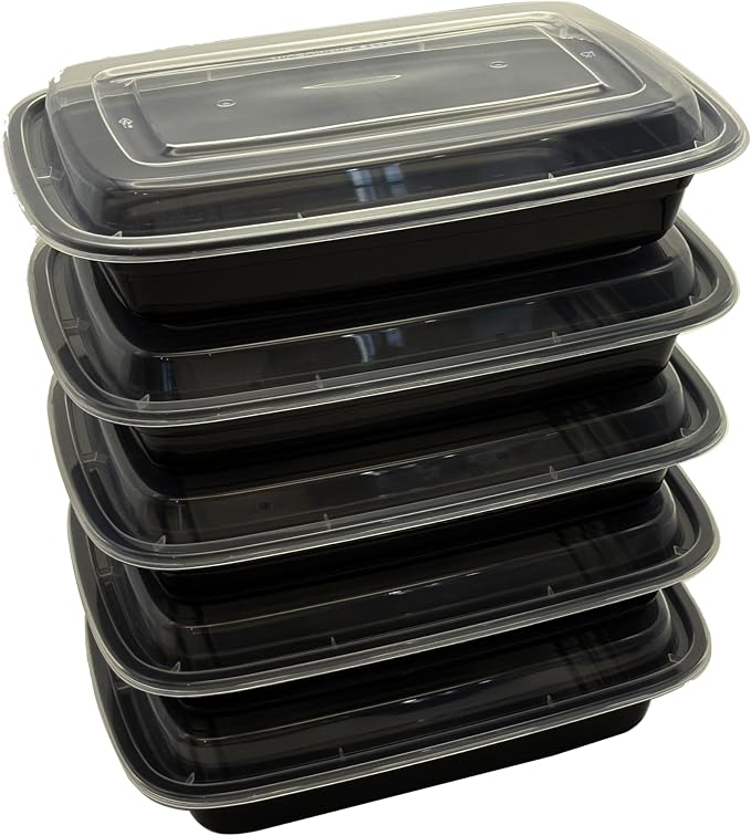 150 Pack Stackable Meal Prep Bowl Containers, 28oz Thick Food Storage Containers with Lids, Reusable Plastic,Disposable Bento Box,Stackable,Microwave/Freezer/Dishwasher Safe - Image 5