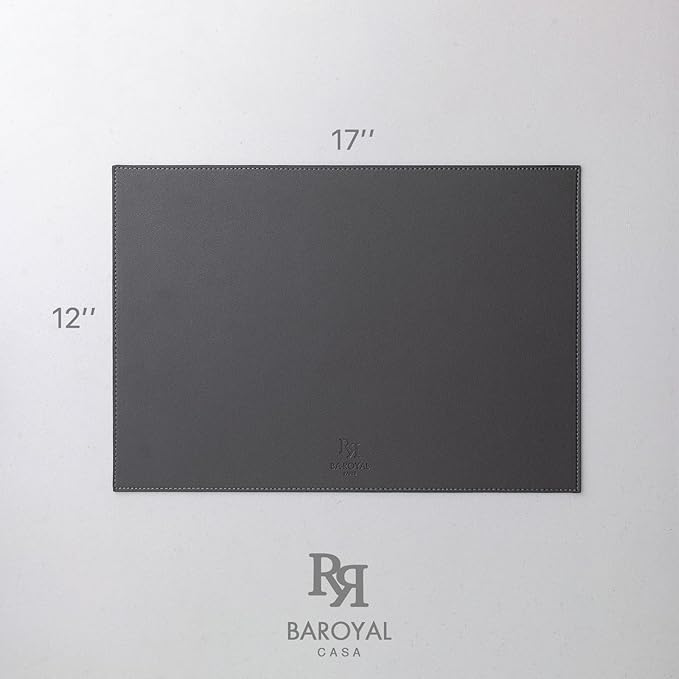 Baroyal Faux Leather Placemats Set of 4 Vinyl Washable Wipeable Table Mats for Kitchen Dining Table Heat Resistant Waterproof Modern Indoor/Outdoor Placemats Non-Slip Easy Clean Place Mats (Dark Gray) - Image 7