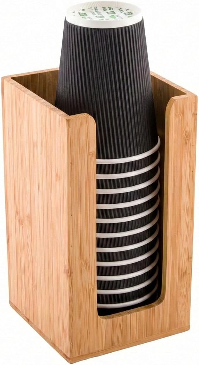 Restaurantware-4.5 x 8 Inch Coffee Cup Dispenser, 1 Countertop Cup Lid Organizer - Holds Cups/Lids/Napkins Up To 3.75 Inch in Diameter, Compact, Bamboo Cocktail Napkin Holder, For Bars or Offices, - Image 6