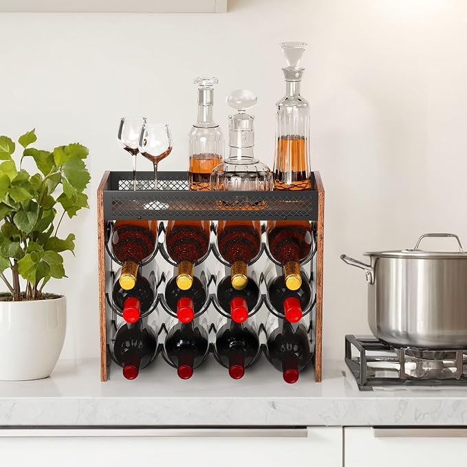 KLM 3-Tier Wine Bottle Display Rack, Holds 12 Bottles. | For Home Kitchen, Bar, Restaurant, Party & Cabinet Wine Storage. - Image 9
