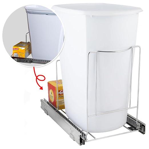 HOLDN’ STORAGE Pull-Out Trash Can for Under-Cabinet, 10 Gal / 40 qt | Heavy-Duty Chrome, Smooth Slide with Trash Bag Storage, Fits 11" Cabinet Opening (Bin Not Included) - Image 7