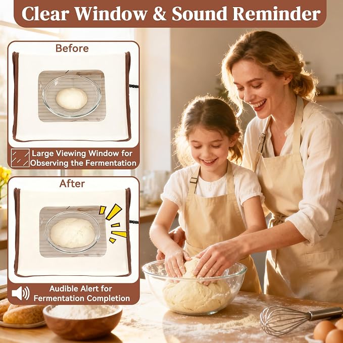 Folding Bread Proofing Box with Temp Control (50-113℉) & 48H Timer, Sourdough Proofer Box with Stainless Steel Rack, 4 Preset Modes Dough Proofer for Sourdough, Making Bread,Yogurt,Pizza,Kombucha -M - Image 6