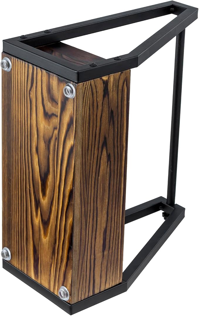 MyGift Kitchen Paper Towel Holder, Industrial Matte Black Metal and Solid Wood with Condiment Bottle and Spice Jar Storage Tray - Image 7
