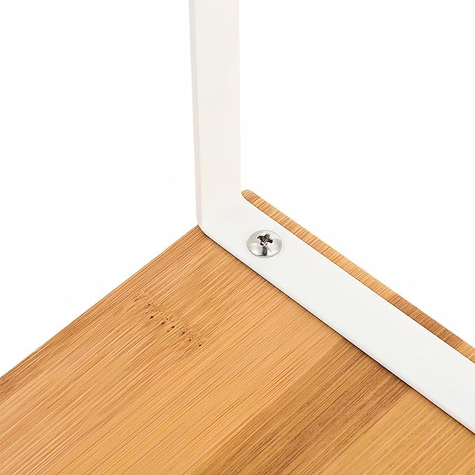 NEX Bamboo Kitchen Cabinet and Counter Shelf Organizer, Stackable & Expandable, Set of 4, White and Natural | Stackable & Expandable Spice Rack, Space-Saving Pantry Organizers Bathroom Countertop Storage, White and Natural - Image 7