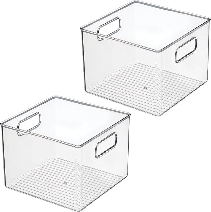 iDesign Pantry Storage Bin with Handles for Kitchen Cabinets or Fridge - Set of 2 - Clear - Made in USA - Image 9