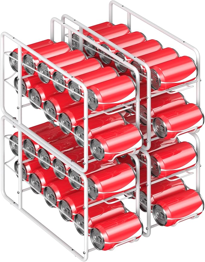 MOOACE 4 Pack Can Organizer for Pantry, Stackable Soda Can Dispenser Rack | Kitchen Canned Food Storage, Beverage Soup Cans Holder Drink Organizer for Cabinet Fridge, White - Image 8