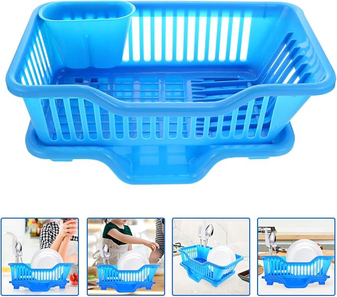 Kichvoe 1set Dish Draining Rack Simple Style Kitchen Dish Drainer Drainage Design for Organized Countertop Keep Dry Tidy Smooth Edges for Easy Access - Image 9