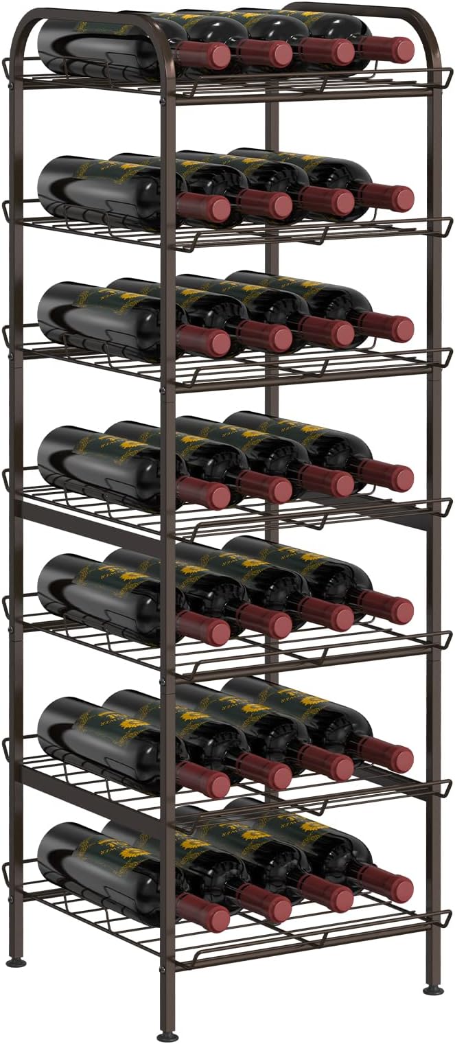 smusei Water Bottle Organizer 7 Tier Free Standing Vertical Metal Water Bottle Rack Shelf Adjustable Water Bottle Beverage Drink Stand Holder for Kitchen Pantry Food Storage, Bronze - Image 8
