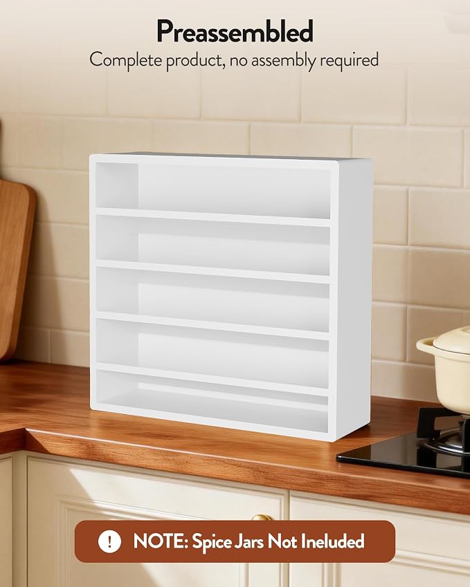 Orimade 4 Tier Spice Rack Organizer for Cabinet, Freestanding Bamboo Seasoning Rack for Countertop, Cupboard, Pantry, Kitchen, 13.18 x 4.13 x 12.2 inches(Spice Jars Not Included), White - Image 9