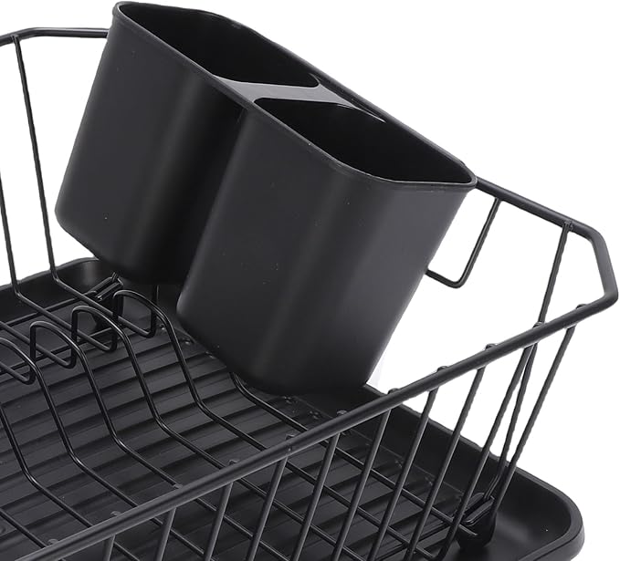 Asixxsix Dish Drying Rack, Stainless Steel Dish Drainer with Utensil Holder and Drainboard, Sink Organization and, 14" x 12" x 5" for Home and Apartment Decor (Black) - Image 9