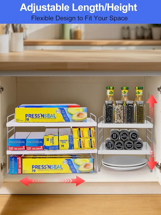 Cirhy Expandable Foil and Plastic Wrap Organizer, 3-Tier, 9.8-15.6 in | Adjustable Pantry Organizers and Storage, for Tin Foil, Ziplock Box & Saran Wrap, Cabinet or Countertop Organization - Image 7