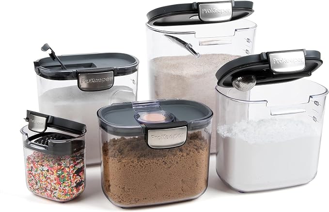 Progressive ProKeeper+ 9 Piece Clear Plastic Airtight Food Flour and Sugar Baker's Kitchen Storage Organization Container Canister Set with Magnetic Accessories (Grey/Clear, 9-Piece) - Image 6
