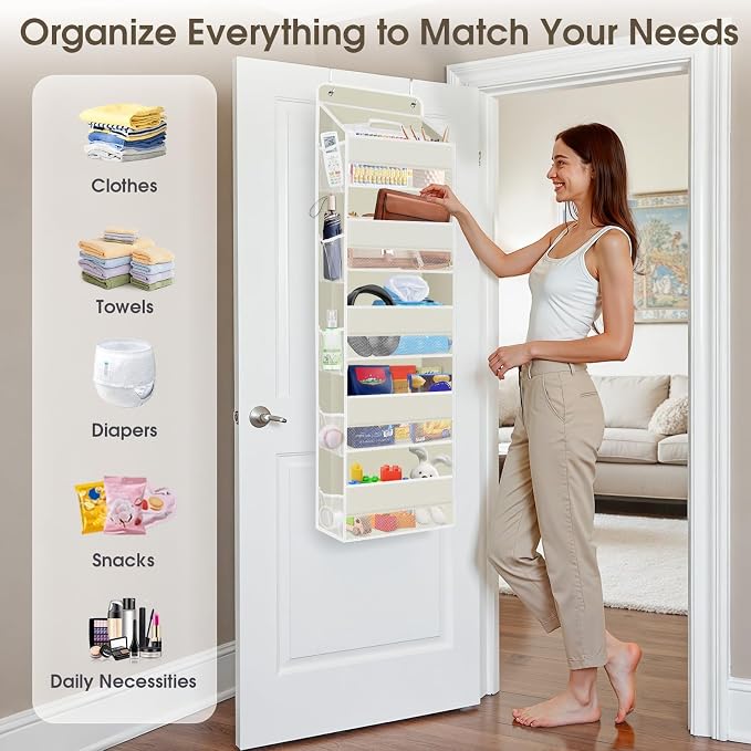 2 Pcs Over The Door Organizer Large Capacity Hanging Storage Room Organizer | 40 lb Capacity, Ultra-Sturdy, Foldable, Mesh Design with Clear Window, Space-Saving Organizer for Pantry, Nursery & Closet - Image 6