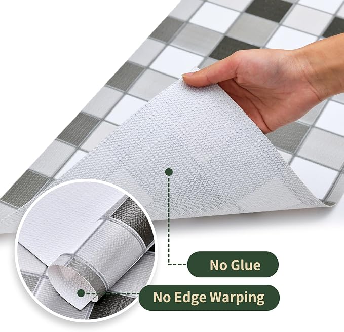 Drawer and Shelf Liner for Kitchen Cabinet: 12 in X 30 Ft Non Slip | Waterproof Shelf Paper Non Adhesive Refrigerator Liners Gray Mosaic Easy Liners for Bathroom - Image 9