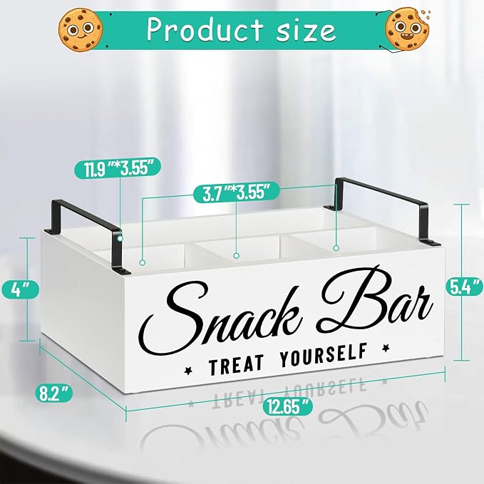 Snack Organizer for Countertop, Wood Pantry Storage Bins with Handles, Snack Bar Organizer for Pantry Shelf, Kitchen, 4 Compartment Food Container Snack Box, Pantry Organizer for Snacks, Chips - Image 7