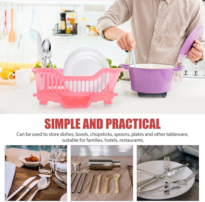 Hemoton 1set Household Dish Drying Rack Kitchen Drainer Drainage Design Space-Saving Dish Basket for Organized Countertop Chic Multi-Purpose Kitchen Utensils Holder - Image 9