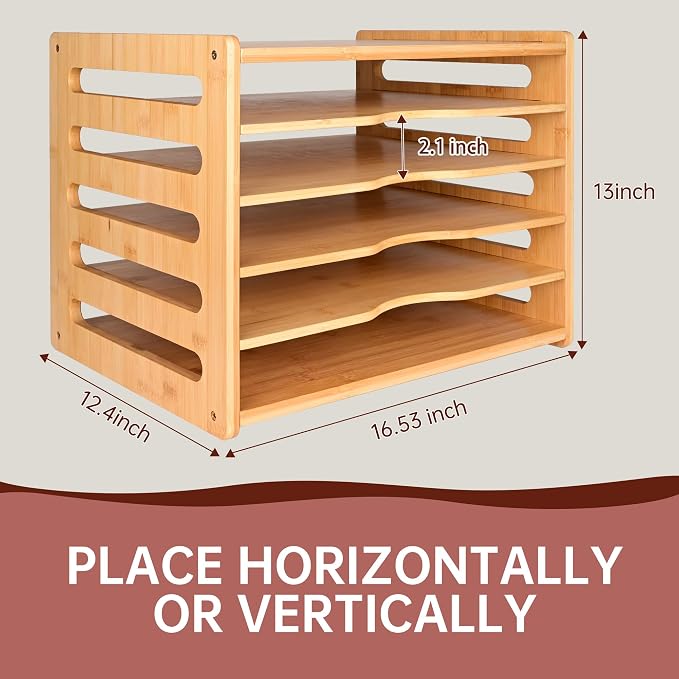 Cookie Sheet Organizer for Cabinet, 6 Tier Sheet Pan Organizer | Baking Sheet Organizers Inside Cabinet, Bamboo Kitchen Organizer for Bakeware and Cutting Board - Image 7