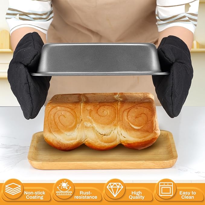 12PCS Nonstick Bakeware Set, Non-Toxic Carbon Steel Baking Pans Set with Wider Grip, Includes Roasting Pan, Cookie Sheet, Cake Pans, Muffin Pans, Cooling Rack, Oven Mitts, Easy Release - Image 8