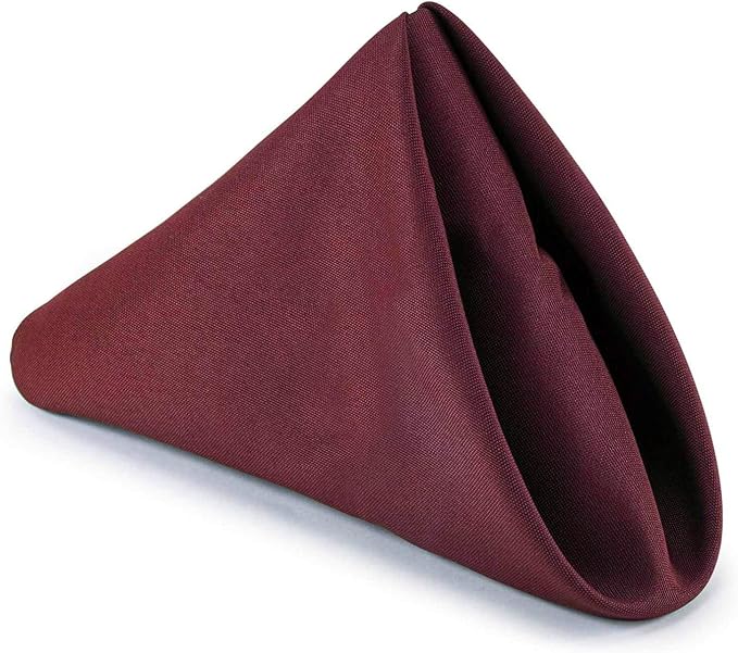 Pack of 50 Polyester Napkins 17 x 17 Inch Square with Scalloped Edge, Plain Washable Reusable Dining Table Cloth Napkin for Wedding Party Banquet Home Restaurant Bistro Decoration - Maroon - Image 6