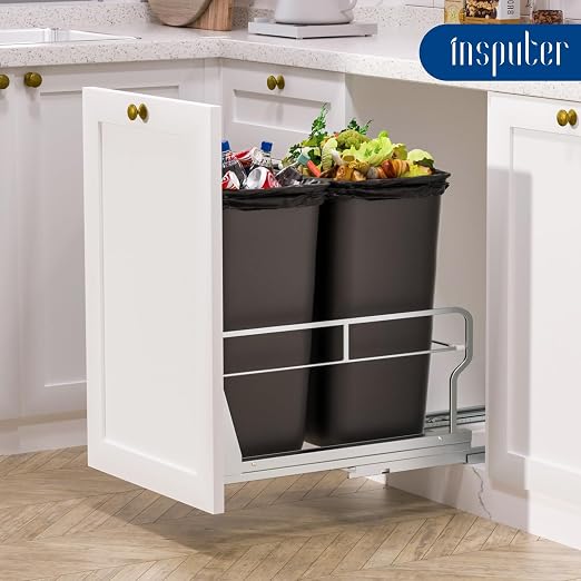 Insputer Dual Pull Out Trash Can Under Cabinet with Soft-Close Slides, Heavy Duty Under Sink Trash Can Kit for Kitchen Sink, Laundry, Garbage Can Not Included, Requires 17" W X 24" D Cabinets - Image 9