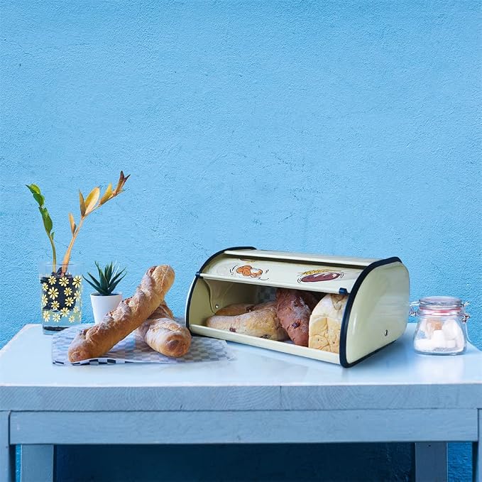 SOTECH Bread Box Metal Bread Storage Container Roll Top Bread Bin for Kitchen Countertop Farmhouse Bread Boxes Bread Keeper Holder Vintage airtight Counter - Image 7