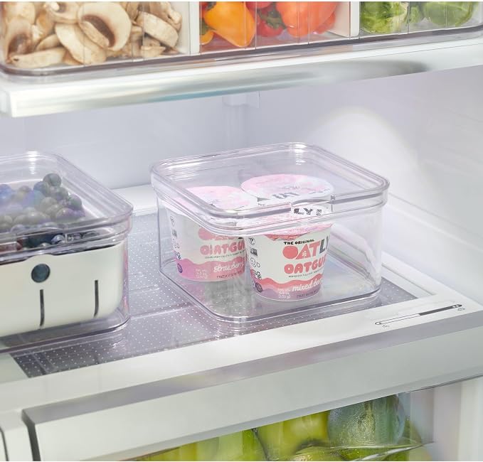 iDesign Stackable Fridge Organizer Bins with Lids - Clear | for Fresh Produce - Image 7