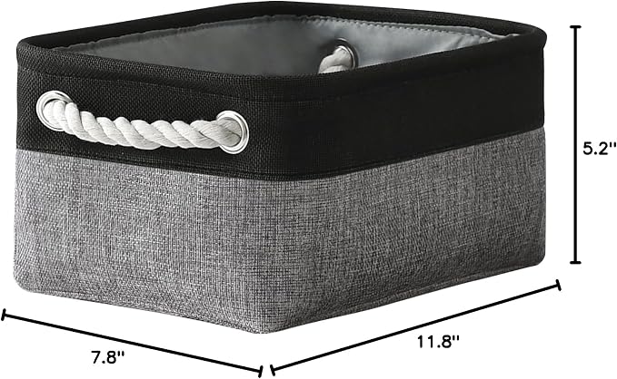 Storage Basket for Organizing - 12x8x5.2 inch 1 Pack Fabric Storage Cubes, Baskets for Gifts Empty for Closet Organizer Dog Gift Cloth Toy (Grey & Black) - Image 7
