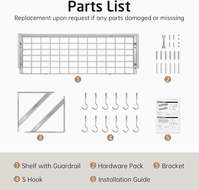 KES 30-Inch Silver Gray Pot Rack with 12 Sturdy Hooks, Wall Mounted | Holds 88 lbs, Cast Iron Pots and Pans Organizer, Kitchen Wall Hanging Hanger Shelves, Modern, KUR215S75A-SG - Image 9