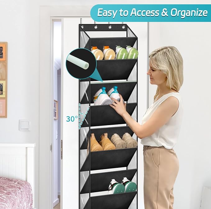 AOODA Deep Pockets Baby Organizer Storage, 10 Tier Clear Over the Door Shoe Rack, 2 Item Bundles - Image 7