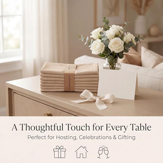 Urban Villa Cloth Napkins Cotton 20x20 (Set of 12) Taupe - Image 9