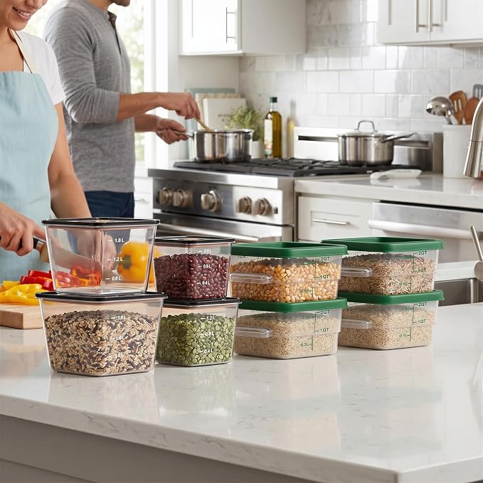 8 Pack Food Storage Containers with Lids;BPA-Free Cereal, Rice, Flour, Pasta & Snack Container, Stackable & Durable,Kitchen Pantry Organizer (0.95qt+1.5qt+2.2qt+3.2qt+4 * 8qt) - Image 8