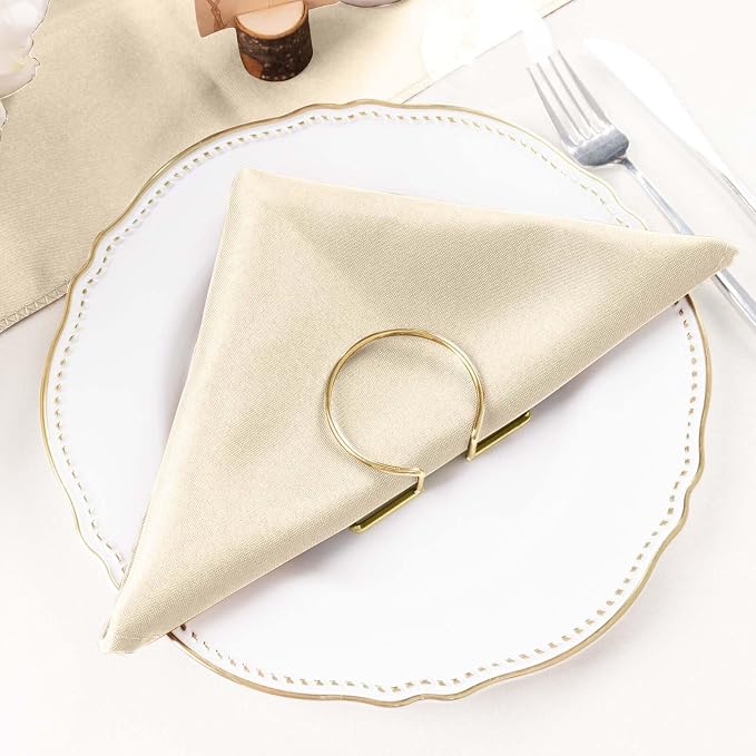 Efavormart Premium Cloth Napkins Set of 100, 20x20 Inch Beige Violet Seamless Dinner Napkins, Washable Linen Table Napkin Cloth with Hemmed Edges for Weddings, Party and Banquet - Image 8