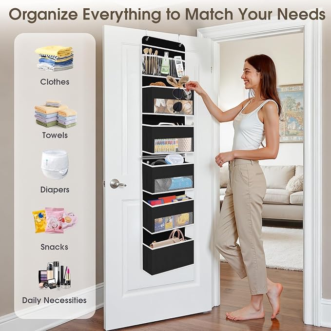 1Pack Over The Door Organizer Large Capacity Hanging Storage Room Organizer | 40 lb Capacity, Ultra-Sturdy, Detachable, Mesh Design with Clear Window, Space-Saving Organizer for Pantry, Nursery & Closet - Image 6
