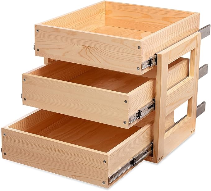 Pull Out Drawers For Cabinets, 20''W×21''D×19''H Soft Close Slide Out Wood Shelves Storage Organizer for Kitchen, 3-Tier, Finished, Heavy-Duty, Bottom Assembly - Image 7