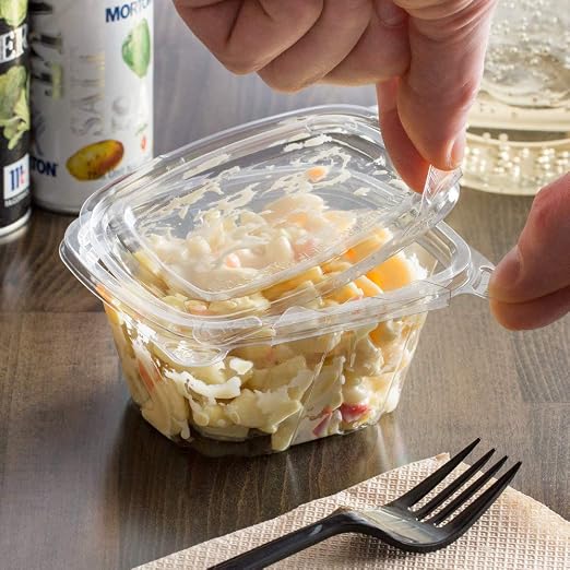 Dart CH6DEF 6 oz Tamper-Resistant Clear Hinged Container with Flat Lid (Pack of 400) - Image 2