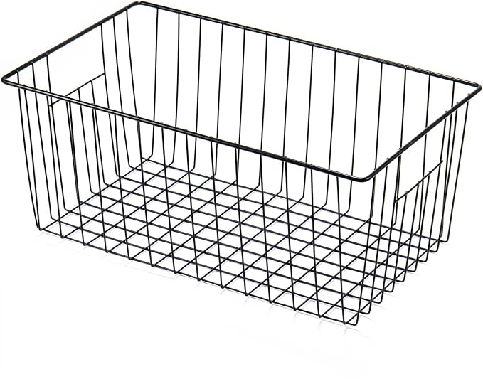 4 Pack Freezer Organizer Bins - Stand up Freezer Organizers for 16 Cu.Ft Upright Freezer, Easily Get Food Improve Air Circulation, Wire Storage Baskets, Black - Image 9