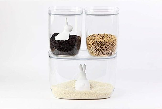 Quory 521714300 Rice Storage Container, Rice Bin with Measuring Cup, 6.6 lbs (3 kg), Scandinavian, Rice Container & Scoop, Vela Bunny, 7.3 x 5.9 x 7.9 inches (18.5 x 15 x 20 cm) - Image 3