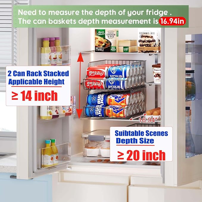 3 Pack Can Storage Organizer For Pantry,Stackble Widen Can Holder Rack With 3 Adjustable Dividers, Can Dispensers For Soup Soda Canned Food Water Bottle, Pop Drink Organizers for Cabinet Shelf - Image 8