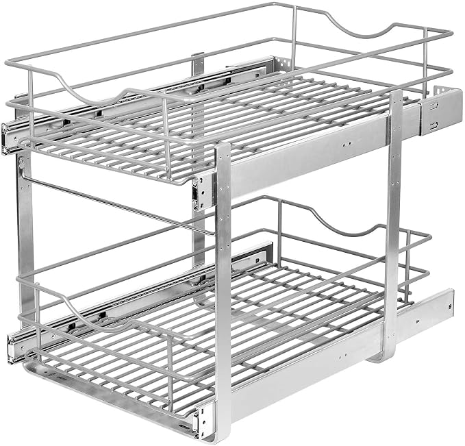 Pull Out Cabinet Organizer,(17½"W x 22" D) 2 Tier Soft Close Slide Out Drawer For Kitchen Base Cabinet, Individual Pull Out Shelf, Roll Out Pantry Organization, 22 Inch Deep - Image 8
