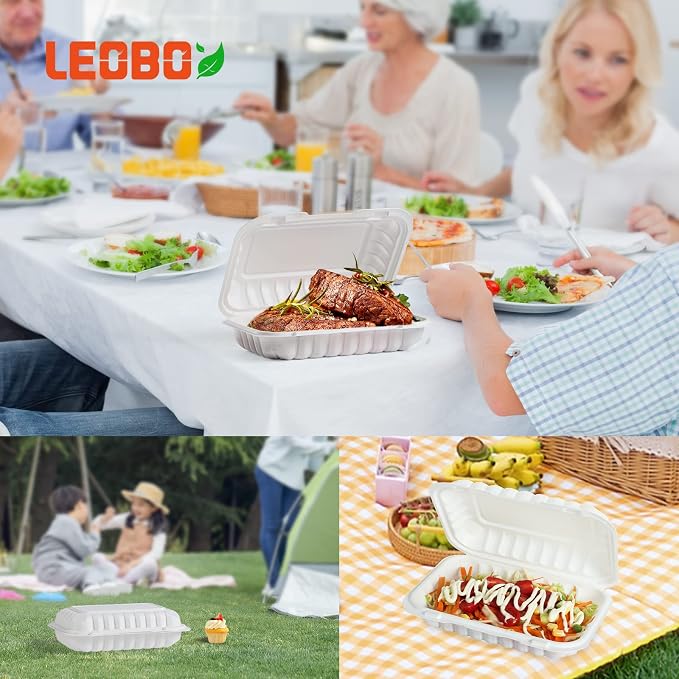 50 Pack 27oz 9x6 Takeout Containers - Shrink Wrapped No Pre-Wash | BPA Free MFPP Sturdy | Reusable & Secure Seal | Microwave Safe To Go Boxes for Leftovers, Catering & Meal Delivery | White - Image 6